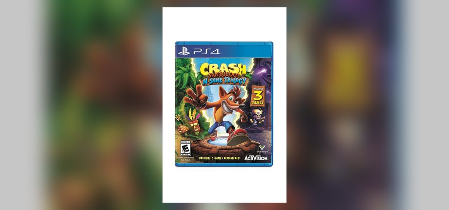 Crash Bandicoot N. Sane Trilogy US PS4 box art with Crash grinning in the jungle, rated E10+