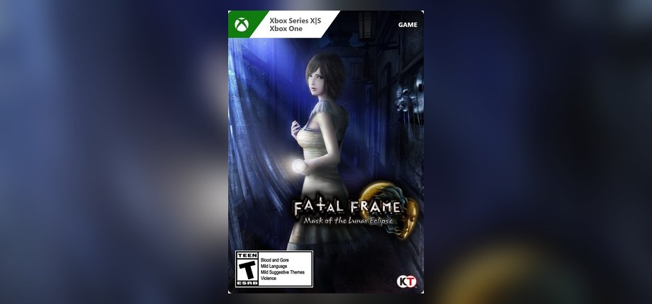 Fatal Frame: Mask of the Lunar Eclipse Xbox digital code art with a girl holding a flashlight