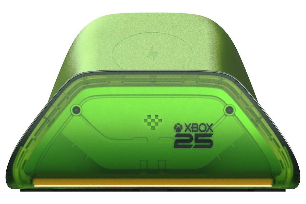 8BitDo Ultimate Charging Dock for XBOX Controllers, X25 Special Edition, in translucent green with the XBOX 25 logo, from the Amazon listing