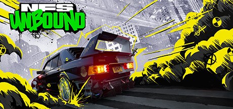 Need for Speed Unbound Steam header art with a car drifting through cartoon smoke and graffiti