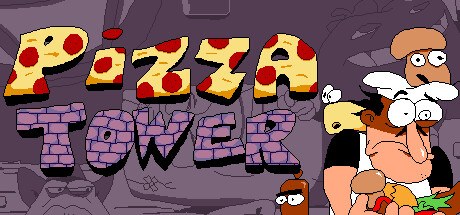 Pizza Tower Steam header art with Peppino Spaghetti and the cartoon logo