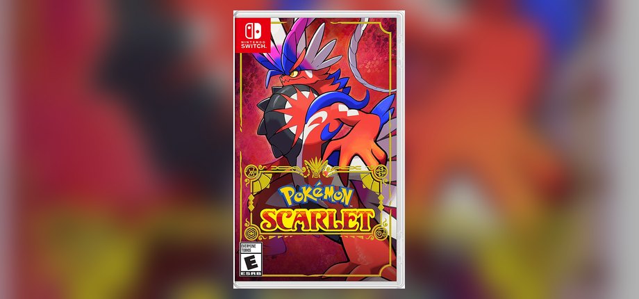 Pokemon Scarlet Nintendo Switch box art with the legendary Koraidon, as shown on the Amazon listing