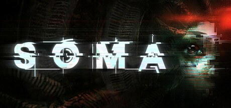 SOMA Steam header art with the glitching SOMA logo and a distorted face