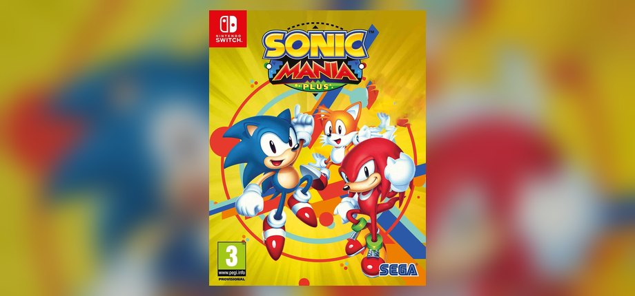 Sonic Mania Plus Nintendo Switch box art with Sonic, Tails, Knuckles, Mighty, and Ray, as shown on the Amazon listing