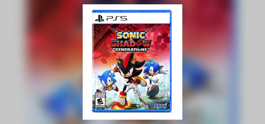 Sonic X Shadow Generations US PS5 box art with Shadow in front and classic and modern Sonic, rated E10+