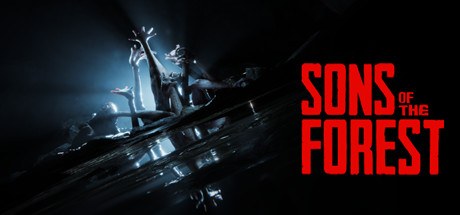 Sons of the Forest Steam header art with pale mutant figures in dark water and the red title