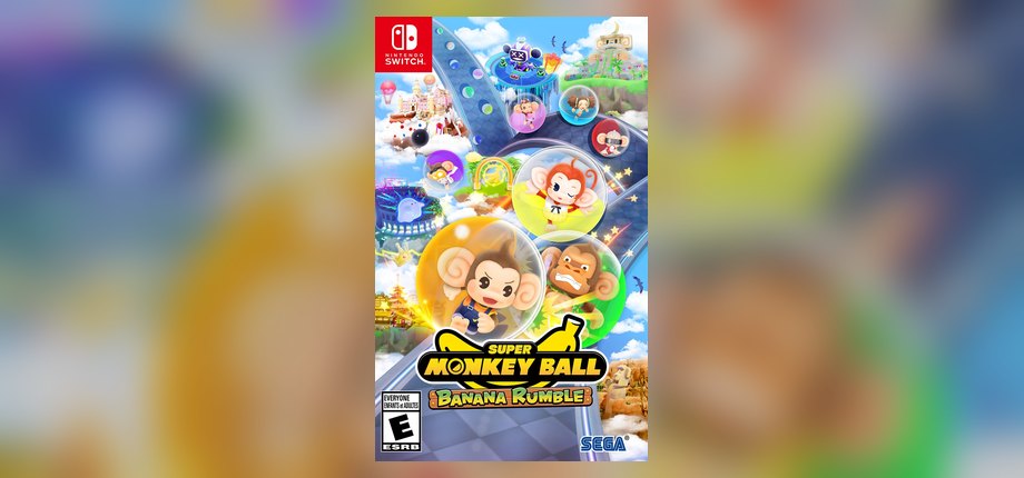 Super Monkey Ball Banana Rumble Launch Edition Nintendo Switch box art with AiAi and friends rolling in balls, as shown on the Amazon listing