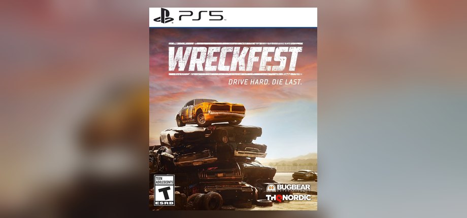 Wreckfest US PlayStation 5 box art with a car on top of a pile of wrecked cars
