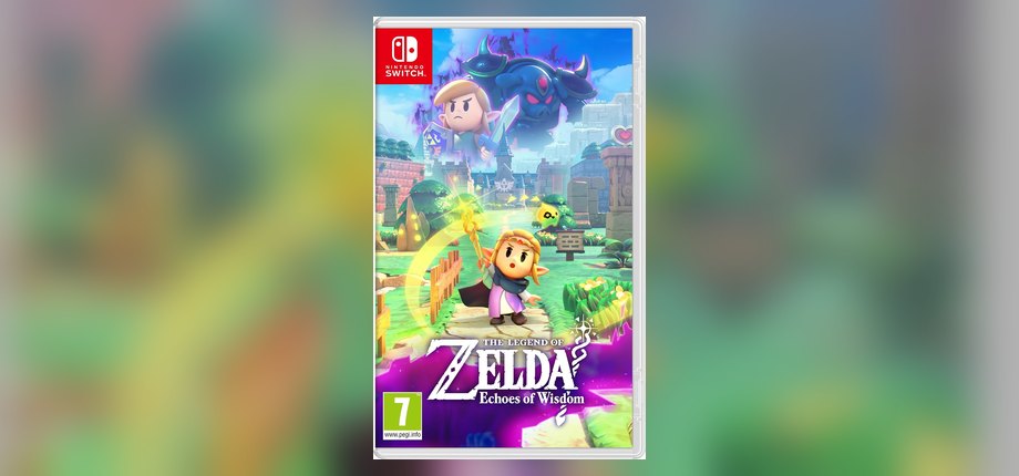 The Legend of Zelda: Echoes of Wisdom Nintendo Switch box art with Zelda and Tri, as shown on the Amazon listing, which uses a European box with a PEGI 7 rating